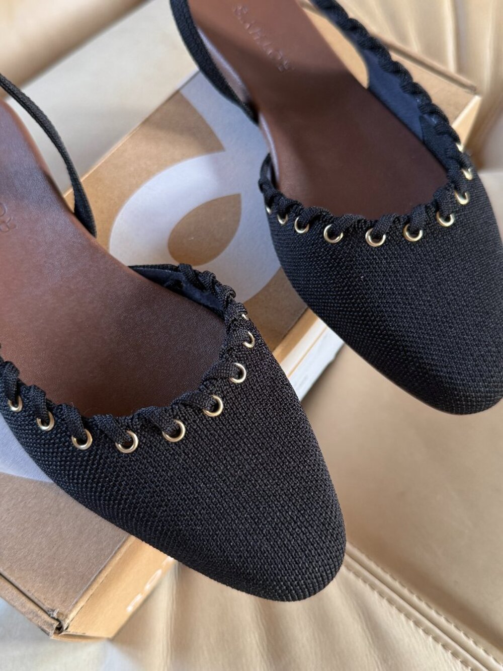 The Almond Slingback in Eyelet Black - Picture 3 of 6